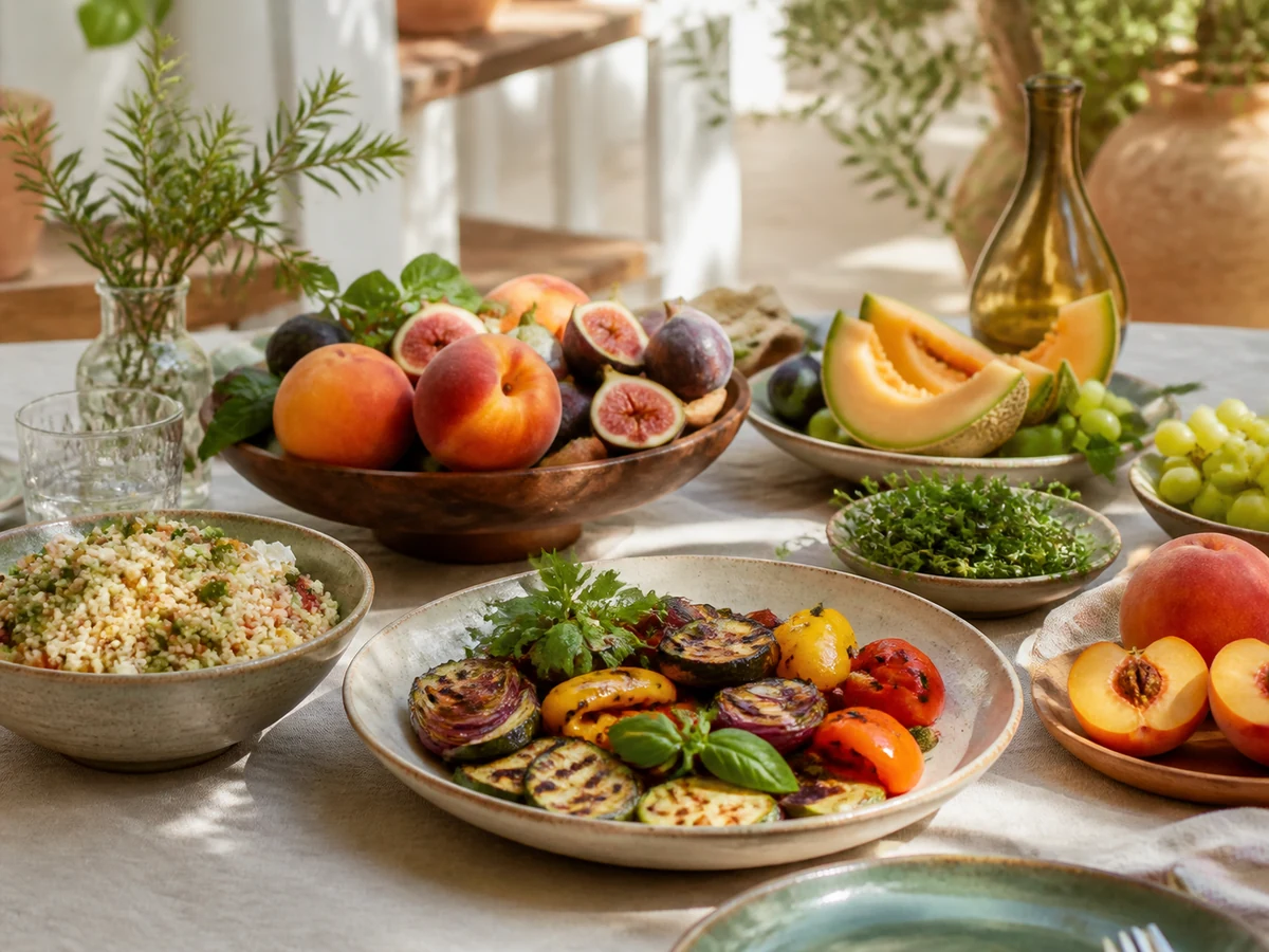 Healthy summer menu with local fruits