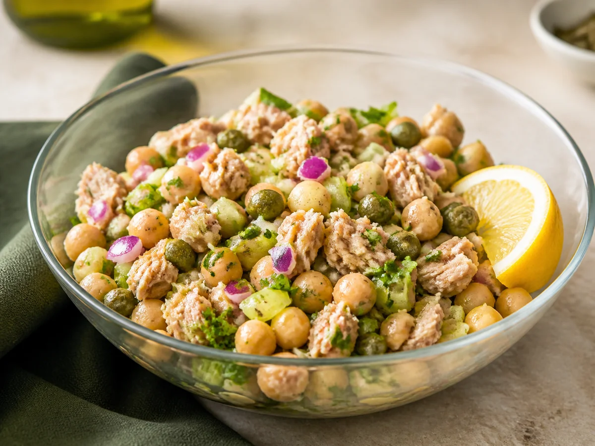 Chickpea Tuna-Style Salad with Capers and Celery