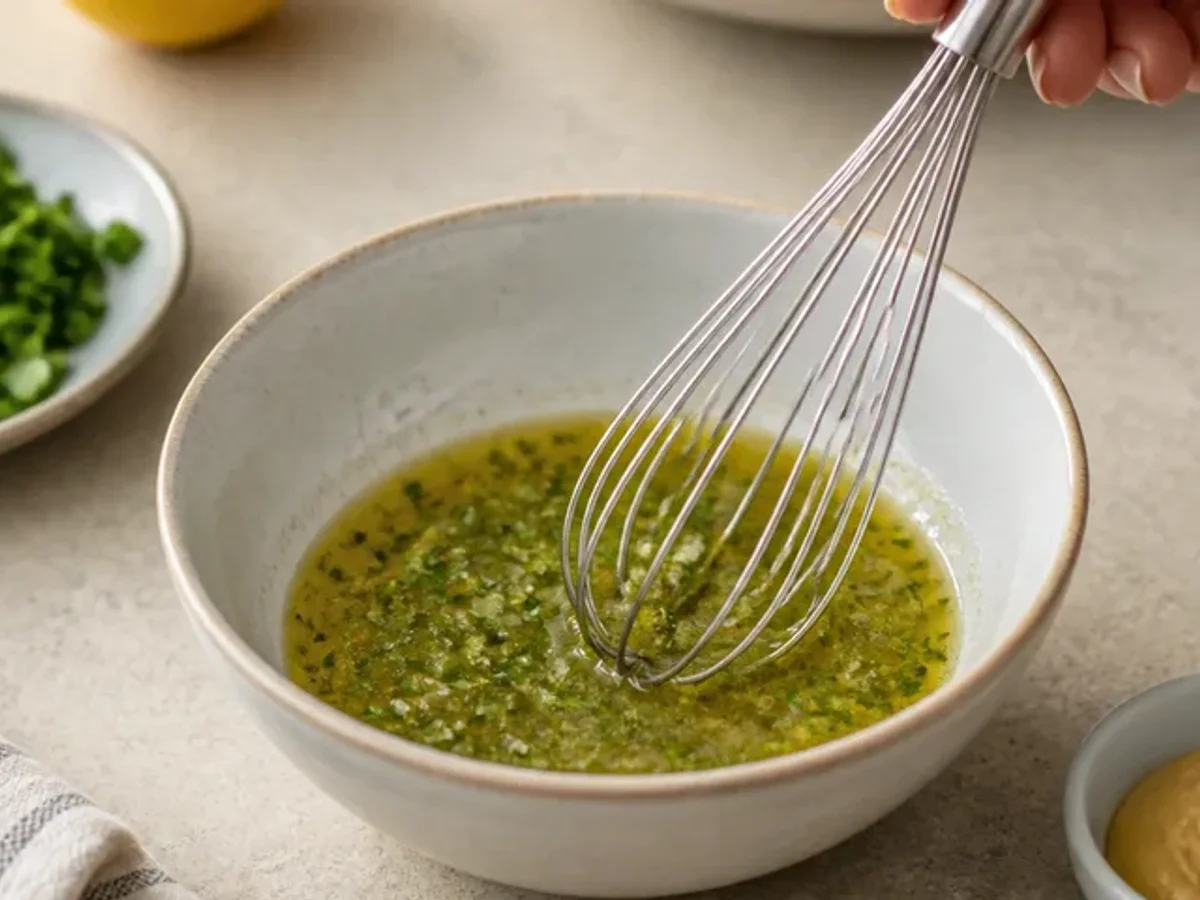 Whisk the lemon dressing