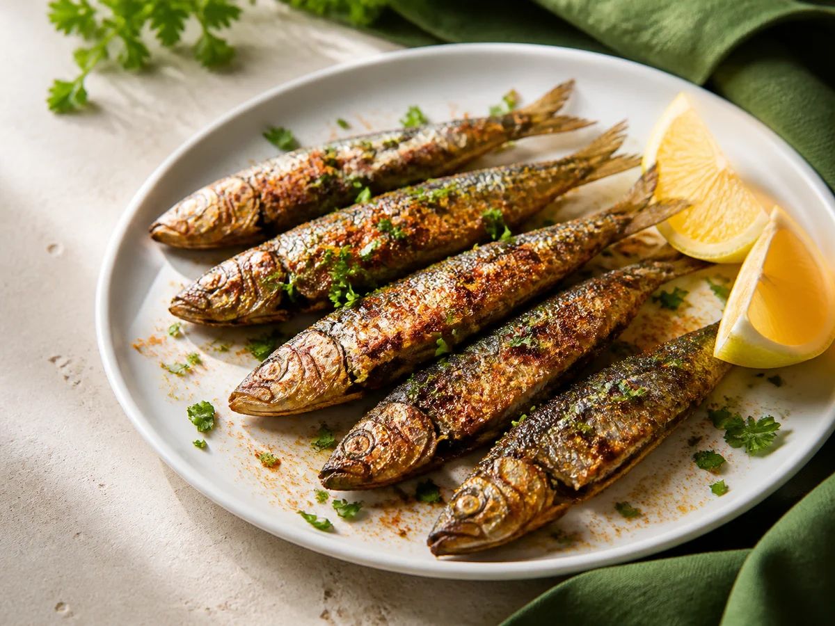 Crispy Air Fryer Sardines with Lemon and Herbs