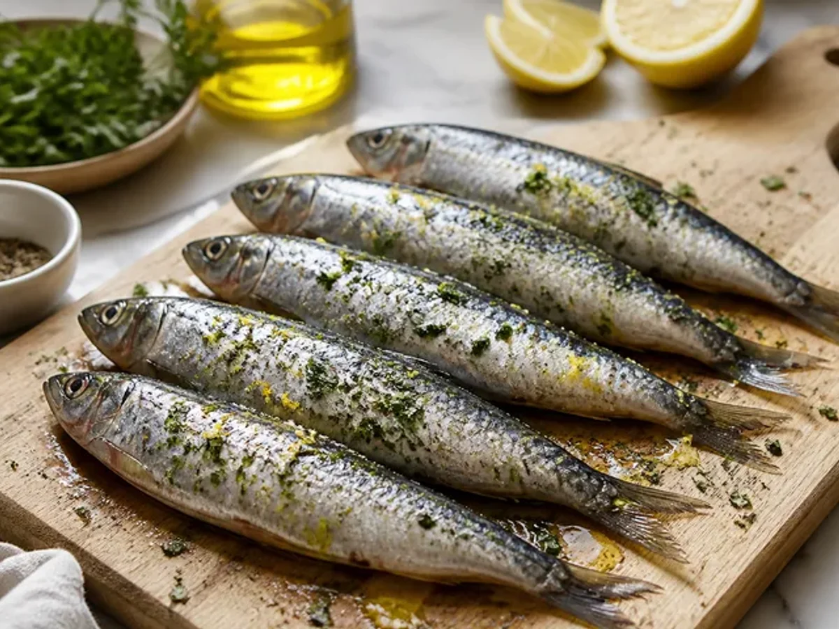 Dry and season the sardines