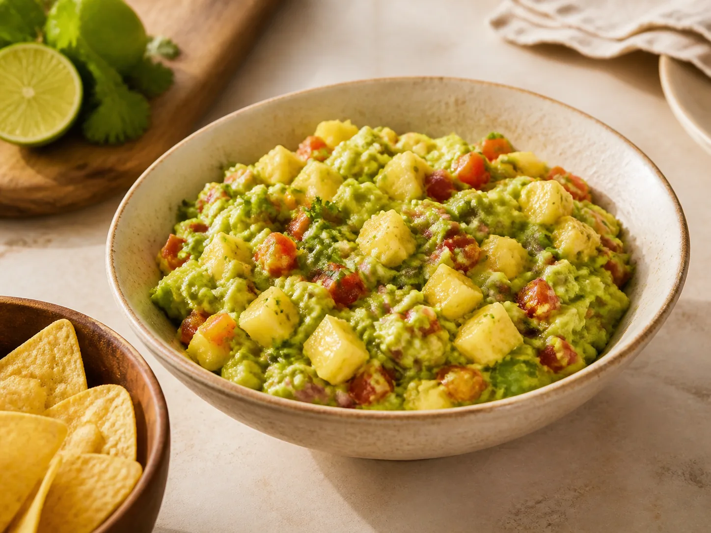 Guacamole tropical à la mangue et à l’ananas