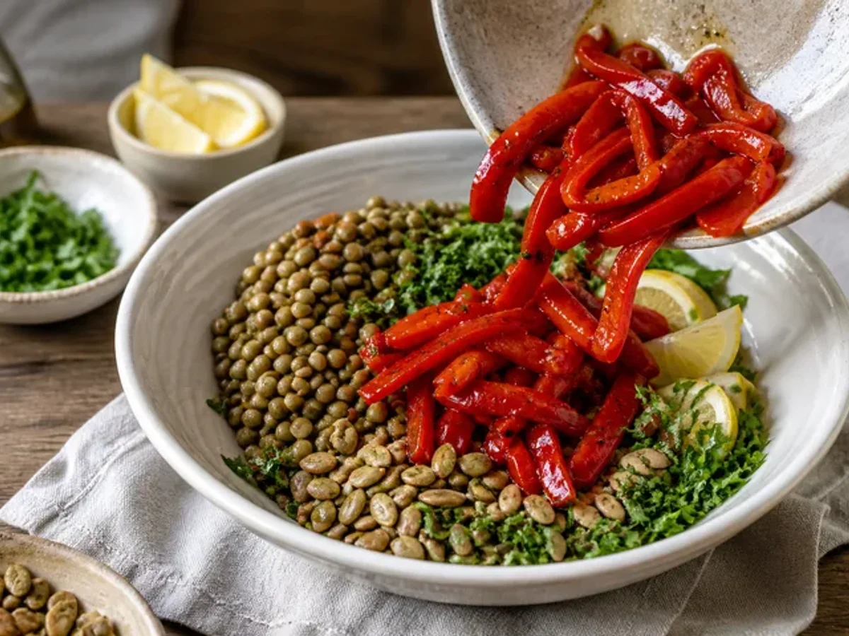 Cook the lentils until tender