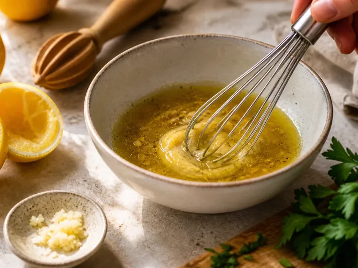 Whisk the lemon dressing