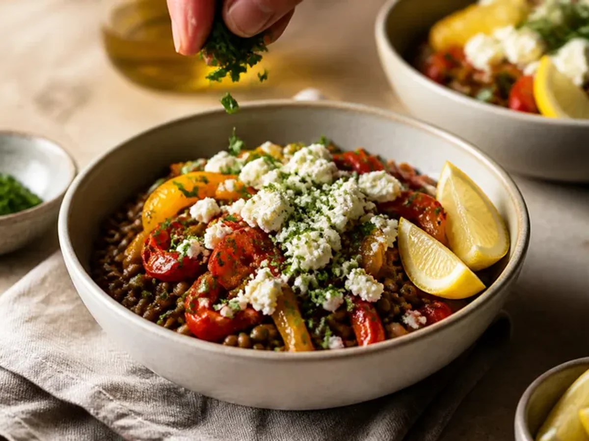 Finish with feta and herbs