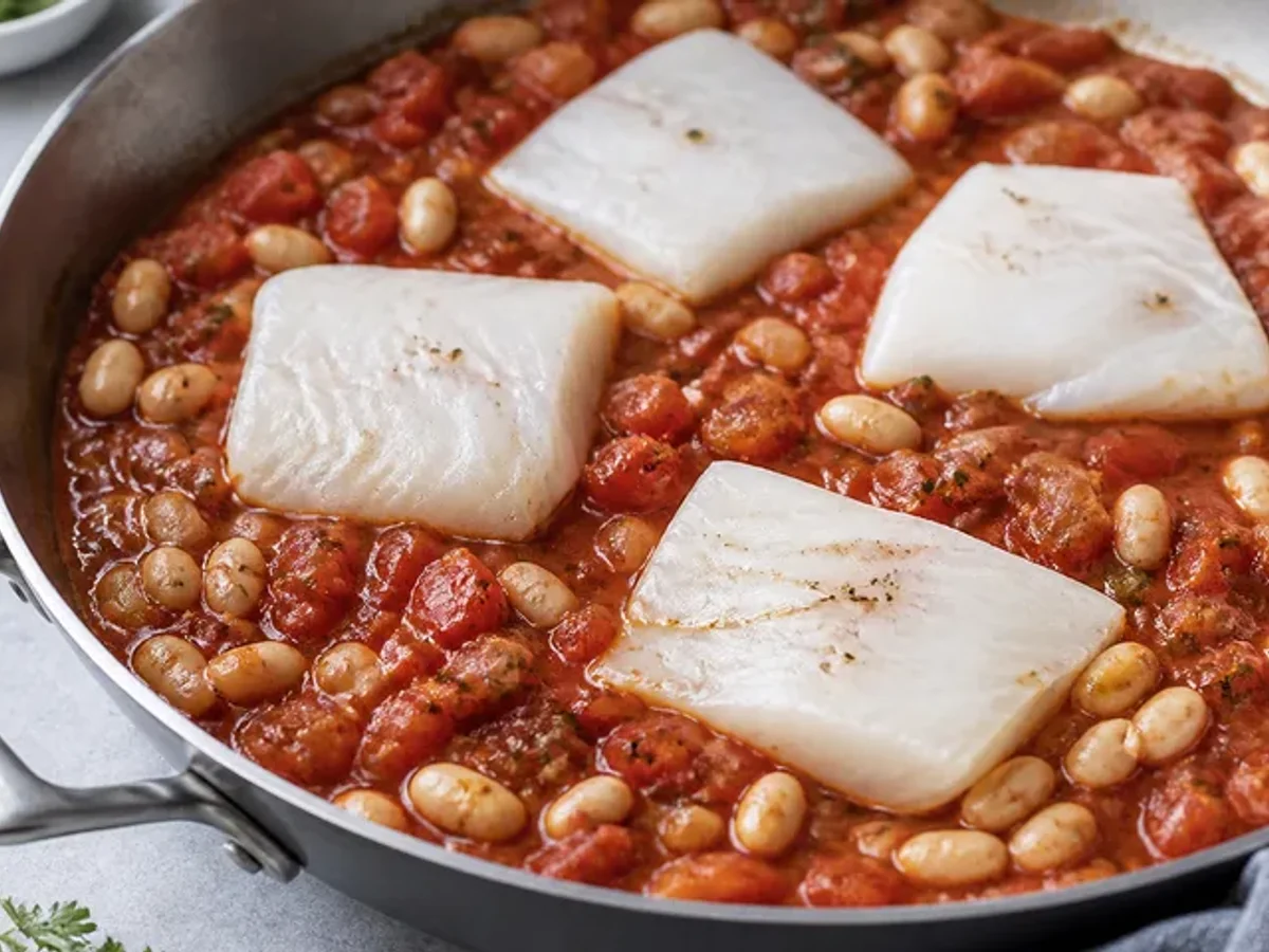 Nestle the cod into the sauce