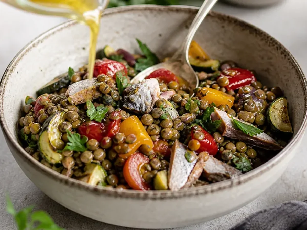 Mélanger avec la vinaigrette
