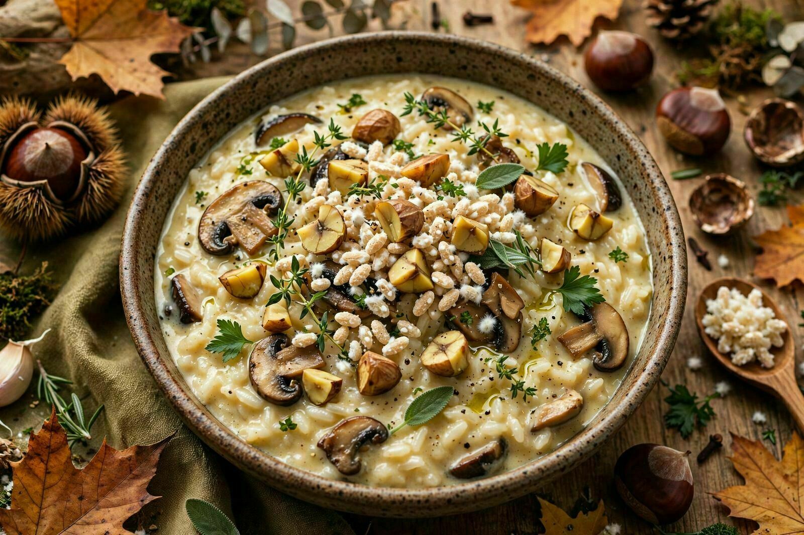 Arroz Malandrinho de Cogumelos, Koji e Castanha