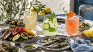 Bebidas sin alcohol para una comida mediterránea, hero